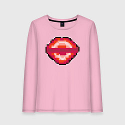 Лонгслив хлопковый женский Пиксельные губы, цвет: светло-розовый