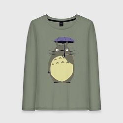 Лонгслив хлопковый женский Тоторо под зонтом, цвет: авокадо