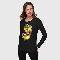 Лонгслив хлопковый женский Super Mario 3D world animals, цвет: черный — фото 2