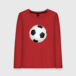 Лонгслив хлопковый женский Футбольный мяч, цвет: красный