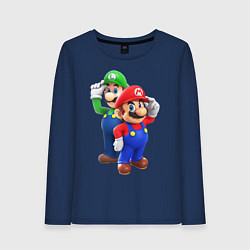 Лонгслив хлопковый женский Mario Bros, цвет: тёмно-синий
