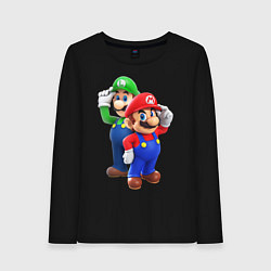 Лонгслив хлопковый женский Mario Bros, цвет: черный