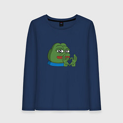 Лонгслив хлопковый женский Pepe love пепе лов, цвет: тёмно-синий