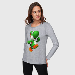 Лонгслив хлопковый женский 3d Yoshi, цвет: меланж — фото 2