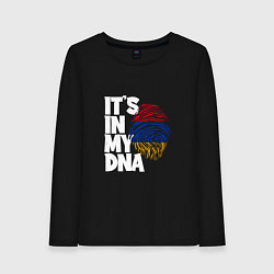 Лонгслив хлопковый женский ДНК - Армения, цвет: черный