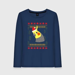 Лонгслив хлопковый женский Рождественский свитер Корелла, цвет: тёмно-синий