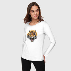 Лонгслив хлопковый женский Ярость тигра, цвет: белый — фото 2