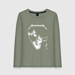 Лонгслив хлопковый женский MEOWTALLICA, цвет: авокадо
