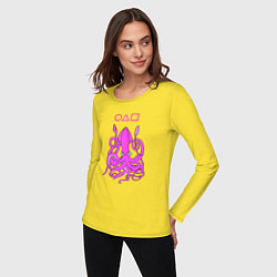 Лонгслив хлопковый женский Кальмар с лого, цвет: желтый — фото 2