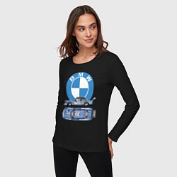 Лонгслив хлопковый женский BMW Motorsport Retro, Germany, цвет: черный — фото 2