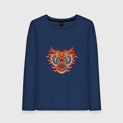 Лонгслив хлопковый женский Tiger Fire, цвет: тёмно-синий