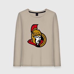 Лонгслив хлопковый женский Оттава Сенаторз логотип, цвет: миндальный