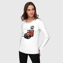 Лонгслив хлопковый женский Toyota Land Cruiser Retro, цвет: белый — фото 2