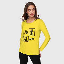 Лонгслив хлопковый женский Дзюдо - Иероглиф, цвет: желтый — фото 2