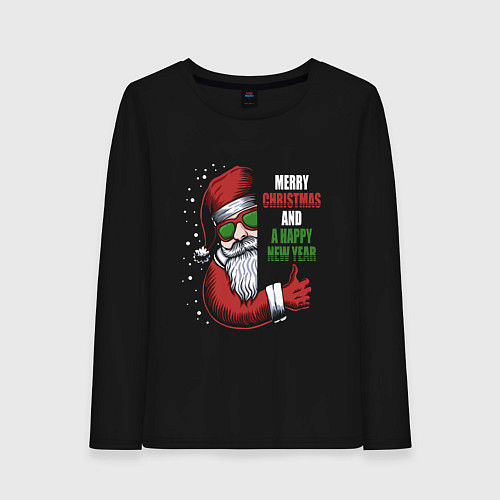 Женский лонгслив Merry Christmas and Happy New Year! / Черный – фото 1