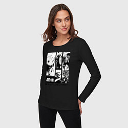 Лонгслив хлопковый женский Герои сенен манг One punch man one piece, цвет: черный — фото 2