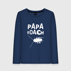 Лонгслив хлопковый женский Papa roach Таракан, цвет: тёмно-синий