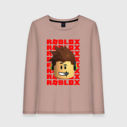 Лонгслив хлопковый женский ROBLOX RED LOGO LEGO FACE, цвет: пыльно-розовый
