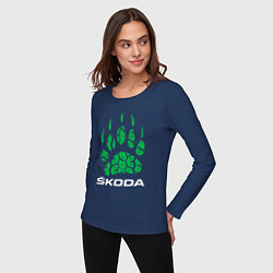 Лонгслив хлопковый женский SKODA ШКОДА ХИЩНИК, цвет: тёмно-синий — фото 2