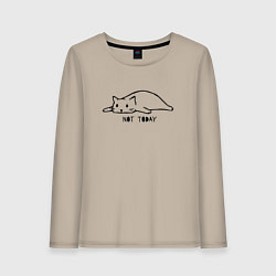 Лонгслив хлопковый женский Кот не сегодня, цвет: миндальный
