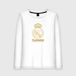 Лонгслив хлопковый женский Real Madrid gold logo, цвет: белый