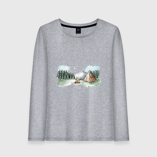 Женский лонгслив Поход в горы / Меланж – фото 1