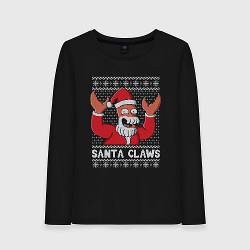 Женский лонгслив ЗОЙДБЕРГ КЛАУС, SANTA CLAWS ФУТУРАМА / Черный – фото 1