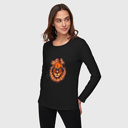 Лонгслив хлопковый женский Lions head, цвет: черный — фото 2