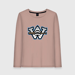 Лонгслив хлопковый женский Wilmington sharks - baseball team, цвет: пыльно-розовый