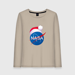 Лонгслив хлопковый женский NASA NEW YEAR 2022, цвет: миндальный