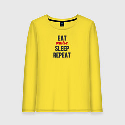 Женский лонгслив Eat оливье Sleep Repeat