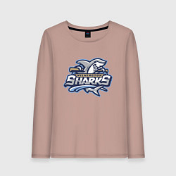 Лонгслив хлопковый женский Wilmington sharks -baseball team, цвет: пыльно-розовый