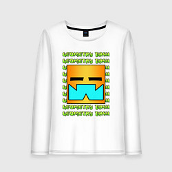 Лонгслив хлопковый женский GEOMETRY DASH КЛАССИКА УРОВЕНЬ, цвет: белый
