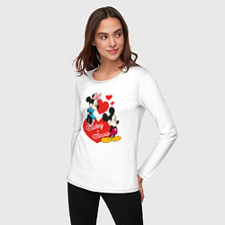 Лонгслив хлопковый женский Mickey x Minnie Love, цвет: белый — фото 2