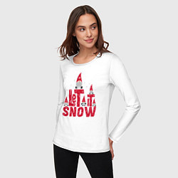Лонгслив хлопковый женский Let it snow - пусть идет снег, цвет: белый — фото 2