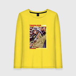 Лонгслив хлопковый женский Ван-Пис One Piece, Трафальгар Ло,, цвет: желтый