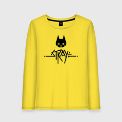 Лонгслив хлопковый женский Stray: Black Logo, цвет: желтый