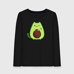 Лонгслив хлопковый женский Avo cat o подмигивает, цвет: черный