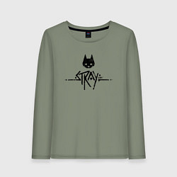 Лонгслив хлопковый женский Stray: Black Logo, цвет: авокадо