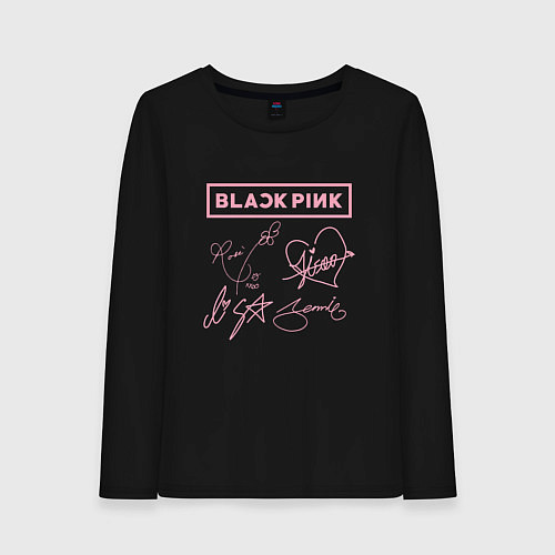 Женский лонгслив BLACKPINK АВТОГРАФЫ БЛЭКПИНК / Черный – фото 1