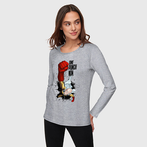 Женский лонгслив Saitama One Punch / Меланж – фото 3