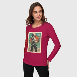 Лонгслив хлопковый женский Jett art, цвет: маджента — фото 2