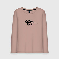 Лонгслив хлопковый женский Stray Logo, цвет: пыльно-розовый