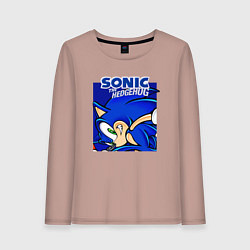 Лонгслив хлопковый женский Sonic Adventure Sonic, цвет: пыльно-розовый
