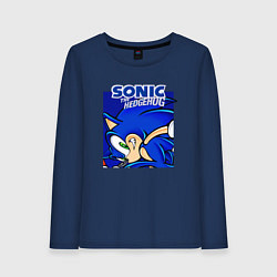 Лонгслив хлопковый женский Sonic Adventure Sonic, цвет: тёмно-синий