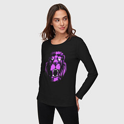 Лонгслив хлопковый женский Neon vanguard lion, цвет: черный — фото 2