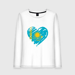 Лонгслив хлопковый женский Kazakhstan Heart, цвет: белый