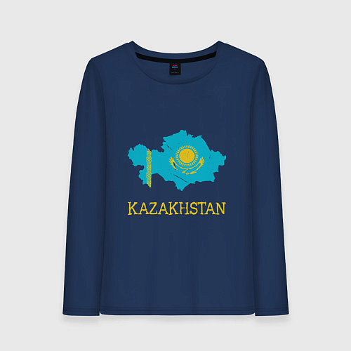 Женский лонгслив Map Kazakhstan / Тёмно-синий – фото 1