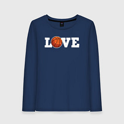 Лонгслив хлопковый женский Баскетбол LOVE, цвет: тёмно-синий