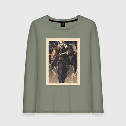 Лонгслив хлопковый женский Sova арт, цвет: авокадо